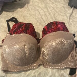 Set of 2 underwire Elegant Lace Bra in Beige and Pink